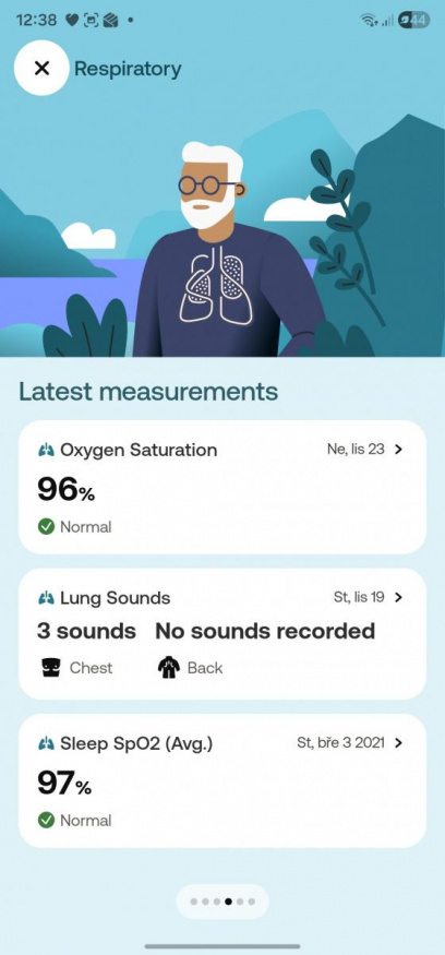Měření v aplikaci BeamO - dýchání