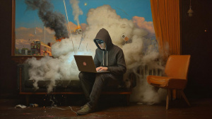 Stylizovaný obrázek hackera (ilustrační obrázek)