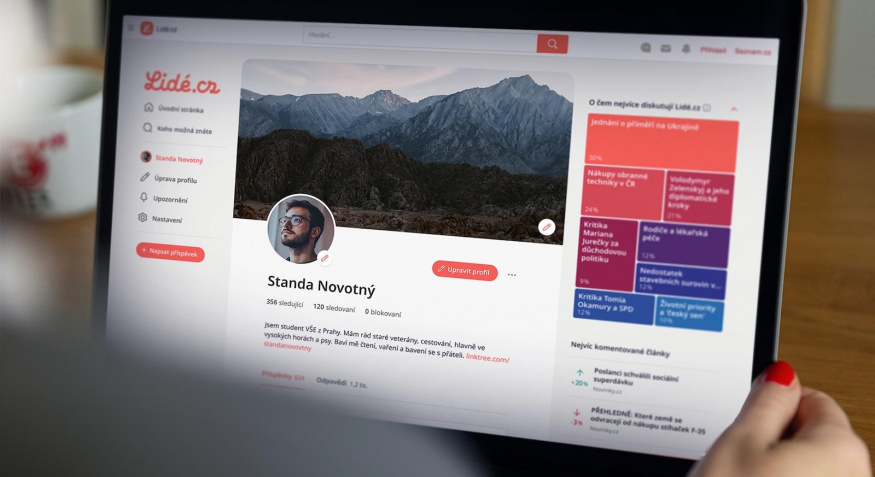 Profil uživatele na nově spuštěné službě Lidé.cz (listopad 2025)