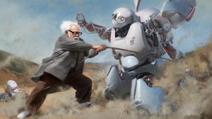 Hajao Mijazaki bojující s robotem (ilustrační obrázek)