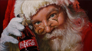 Santa Claus s lahví Coca-Coly (ilustrační obrázek)