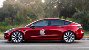Tesla Model 3 s logem Applu (ilustrační obrázek)