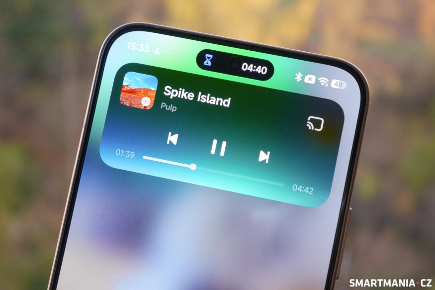 Výřez HyperIsland v HyperOS 3.0