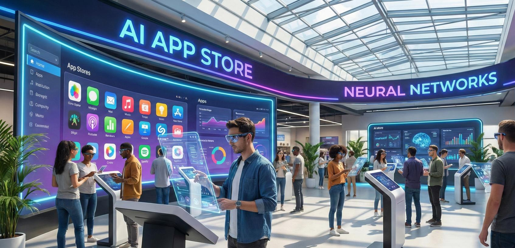 AI ilustrace AI obchodu s aplikacemi