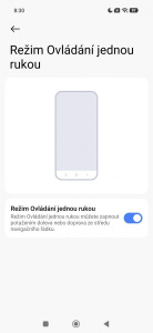 Ovládání jednou rukou jde aktivovat i na tlačítkách Ovládání jednou rukou jde aktivovat i na tlačítkách