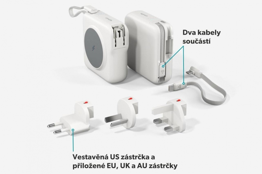 Americká koncovka je integrovaná, nástavce jsou pro EU, Velkou Británii a Austrálii/Čínu Americká koncovka je integrovaná, nástavce jsou pro EU, Velkou Británii a Austrálii/Čínu