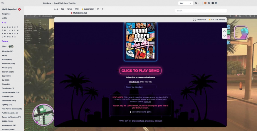 GTA: Vice City v prohlížeči GTA: Vice City v prohlížeči