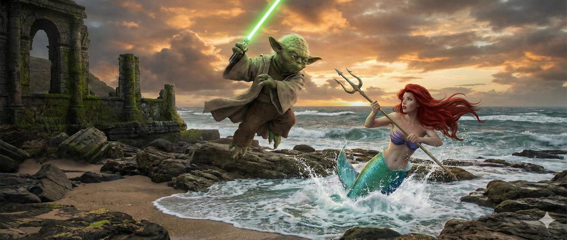 Mistr Yoda versus Malá mořská víla, AI