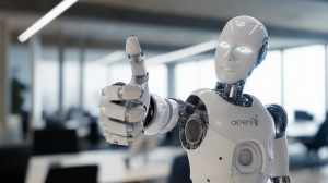 Robot ukazující palec nahoru (ilustrační obrázek)