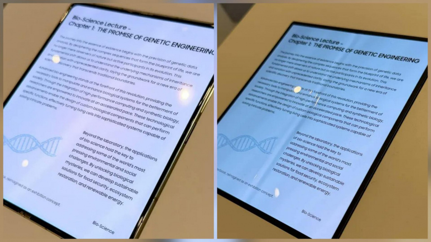 Nový ohebný displej ve srovnání s Galaxy Z Fold 7 Nový ohebný displej ve srovnání s Galaxy Z Fold 7