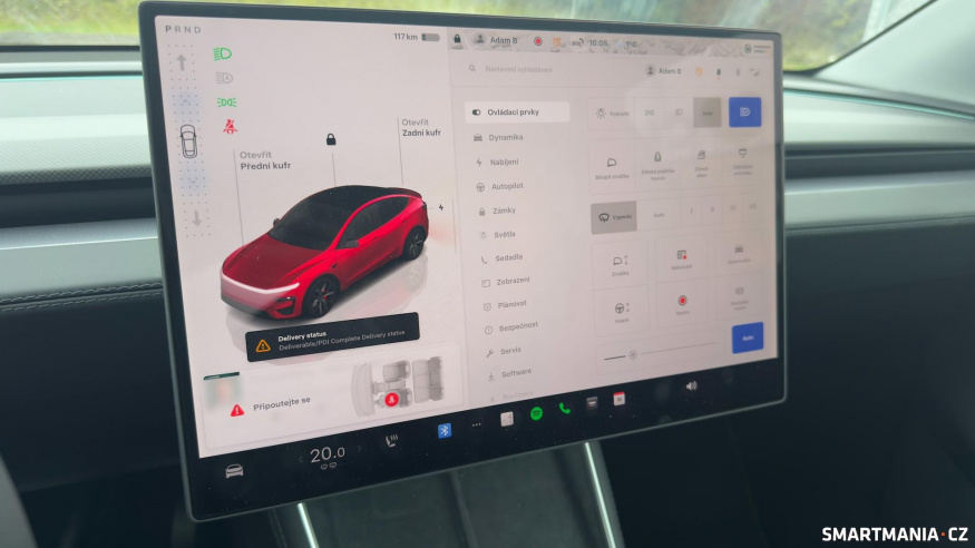 Nastavení a infotainment v Tesle Model Y