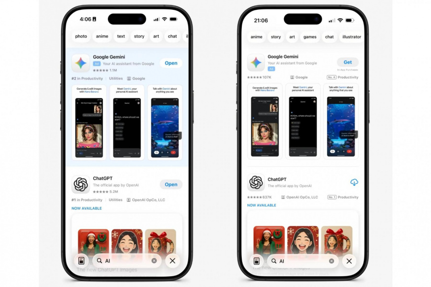 Reklamy v App Store: vlevo starý režim, napravo nově testované rozhraní Reklamy v App Store: vlevo starý režim, napravo nově testované rozhraní