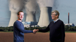 Mark Zuckerberg a Bill Gates před jadernou elektrárnou (ilustrační obrázek)
