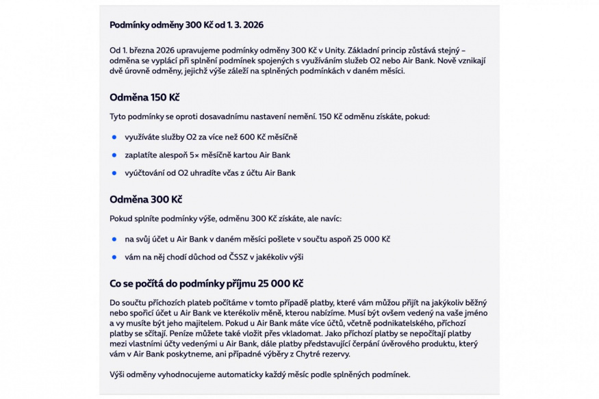 Nové podmínky O2 a Air Bank Nové podmínky O2 a Air Bank
