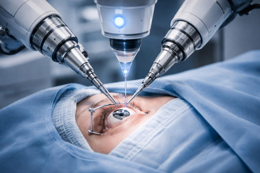 Ilustrační obrázek robota operujícího oko Ilustrační obrázek robota operujícího oko