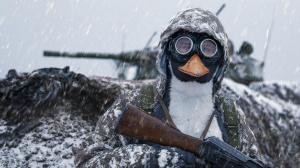 Ruský voják převlečený za tučňáka (ilustrační obrázek)