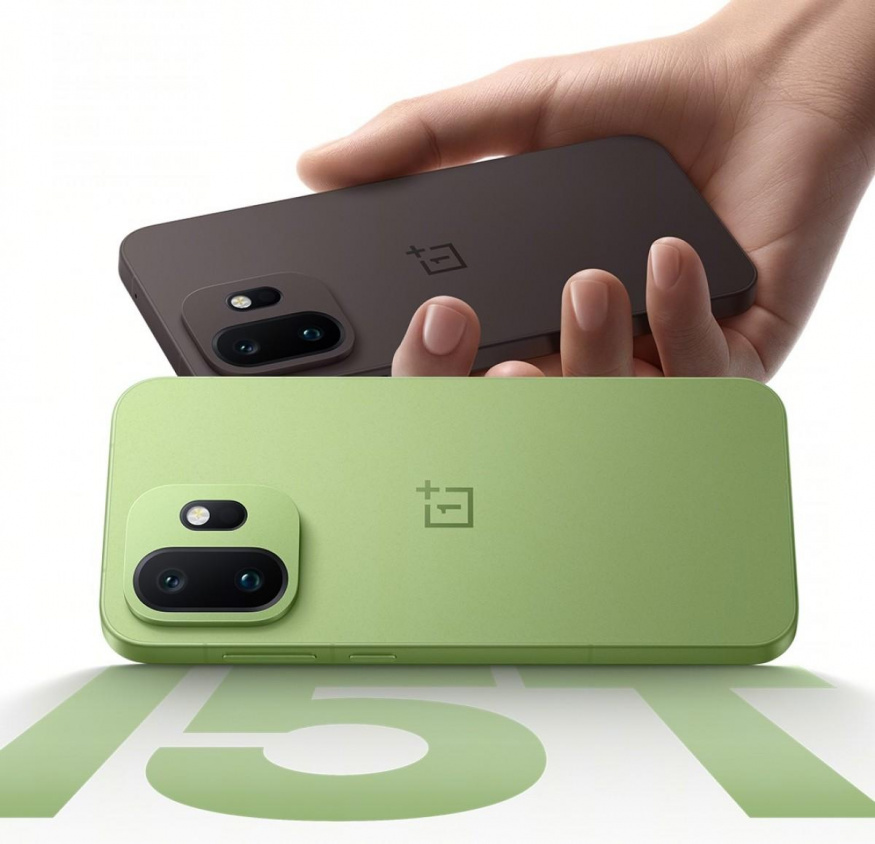 OnePlus 15T na oficiálním renderu v šedé a zelené barvě OnePlus 15T na oficiálním renderu v šedé a zelené barvě