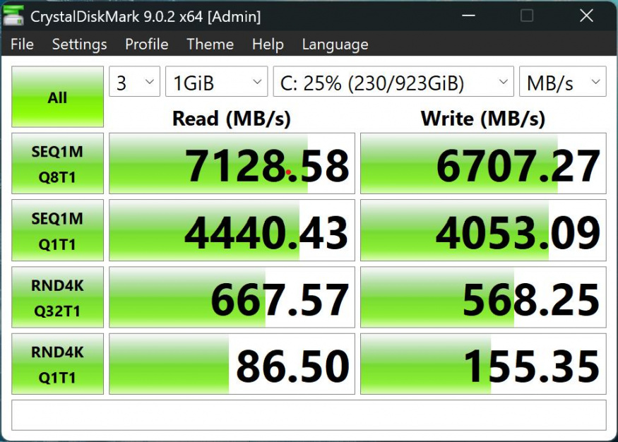 Benchmark notebooku (CrystalDiskMark) Benchmark notebooku (CrystalDiskMark)