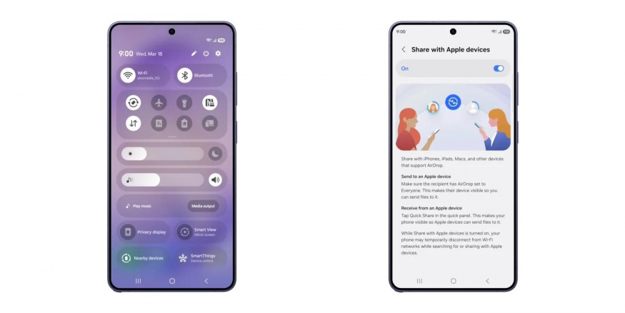 Funkce Quick Share a Airdrop je kompatibilní na zařízeních Galaxy S26 Funkce Quick Share a Airdrop je kompatibilní na zařízeních Galaxy S26