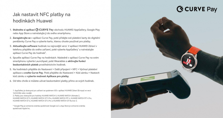 Jak nastavit placení skrze Curve Pay u chytrých hodinek Huawei Jak nastavit placení skrze Curve Pay u chytrých hodinek Huawei