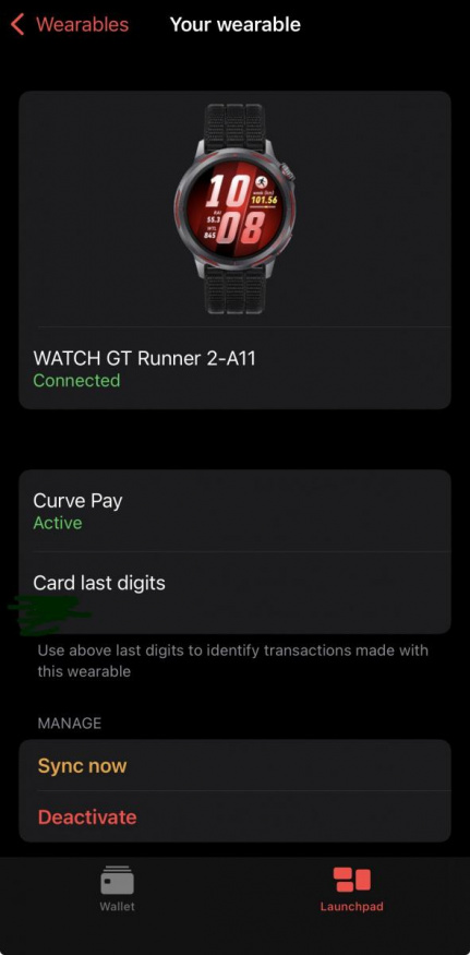 Placení skrze Curve Pay na hodinkách Huawei Placení skrze Curve Pay na hodinkách Huawei