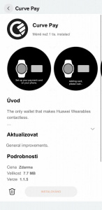 Placení skrze Curve Pay na hodinkách Huawei