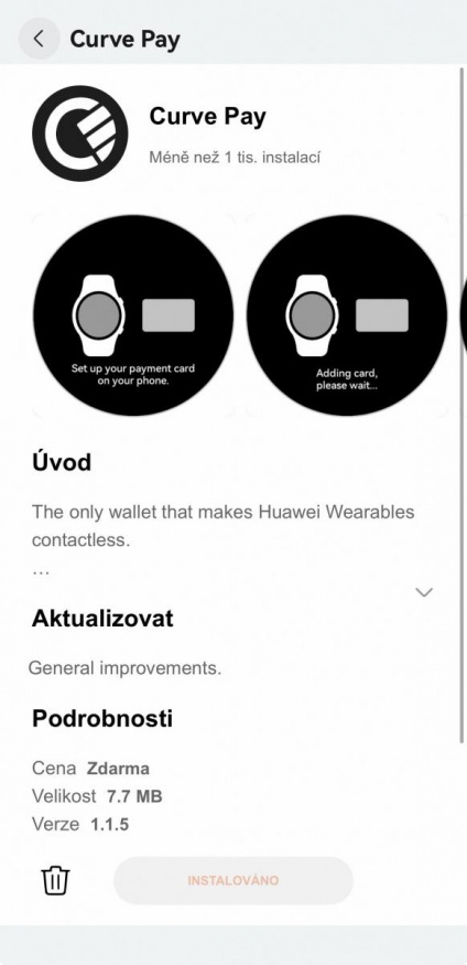 Placení skrze Curve Pay na hodinkách Huawei Placení skrze Curve Pay na hodinkách Huawei