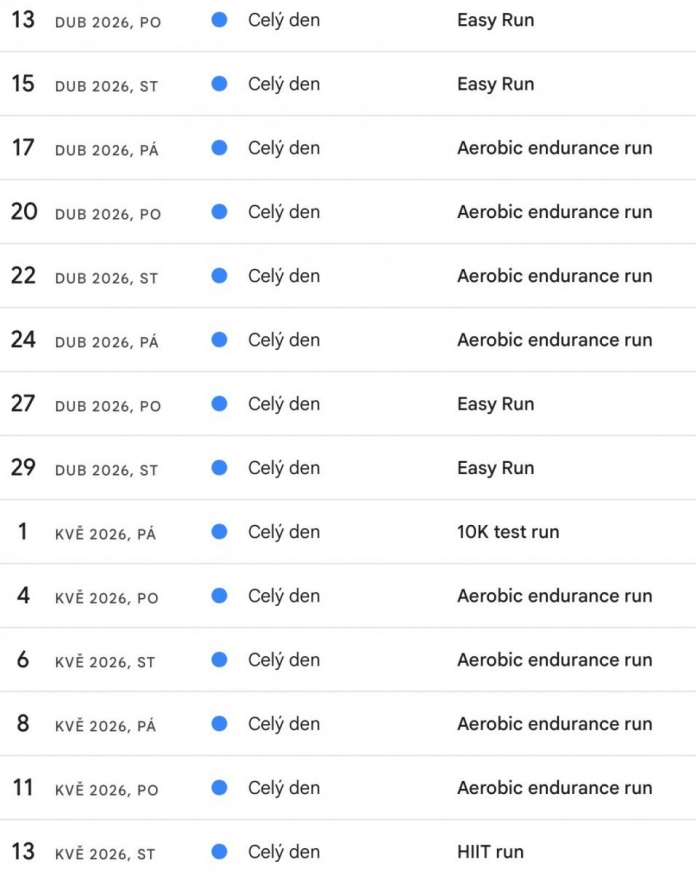 Pokud aplikaci Huawei Health povolíte přístup do kalendáře, přidá vám do něj po naplánování tréninku (maraton, půlmaraton…) poměrně dost nových položek. Pro někoho to může být fajn, pro jiného zase celkem otravné.