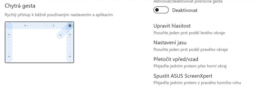 Gesta na touchpadu