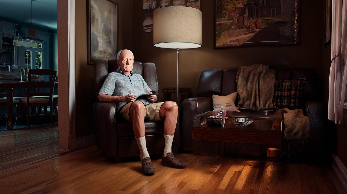 Senior sedící v křesle (ilustrační obrázek)