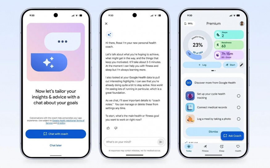 Screenshoty z nové aplikace Google Health Coach