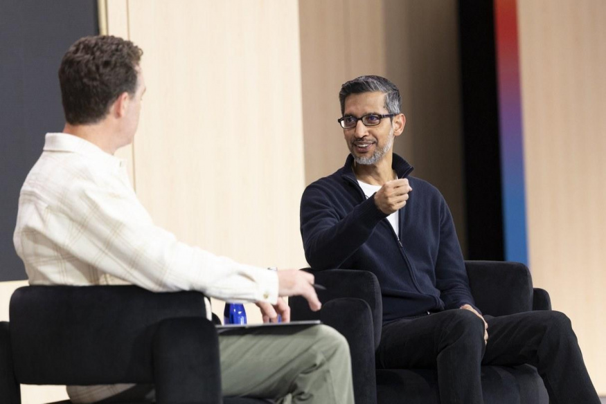 Sundar Pichai při rozhovoru na Google I/O 2026 Sundar Pichai při rozhovoru na Google I/O 2026