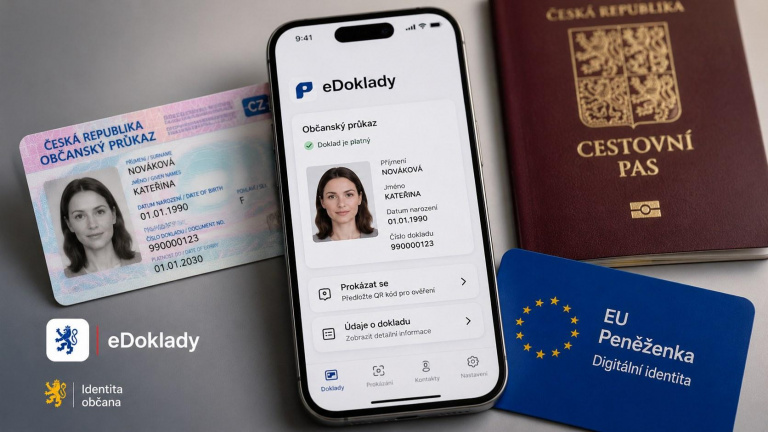 Mobilní identita v telefonu s eDoklady a evropskou digitální peněženkou