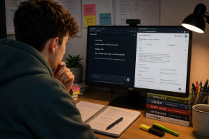 Student používá ChatGPT a NotebookLM při učení