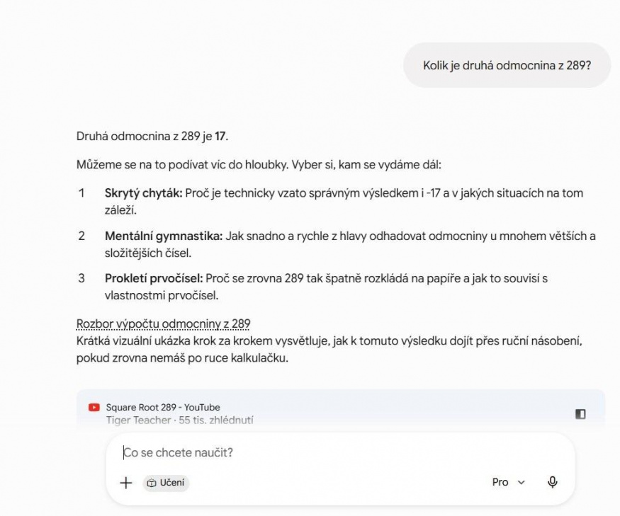 Gemini vysvětluje učivo
