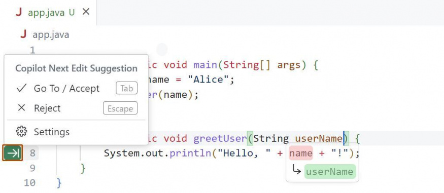 GitHub Copilot v editoru