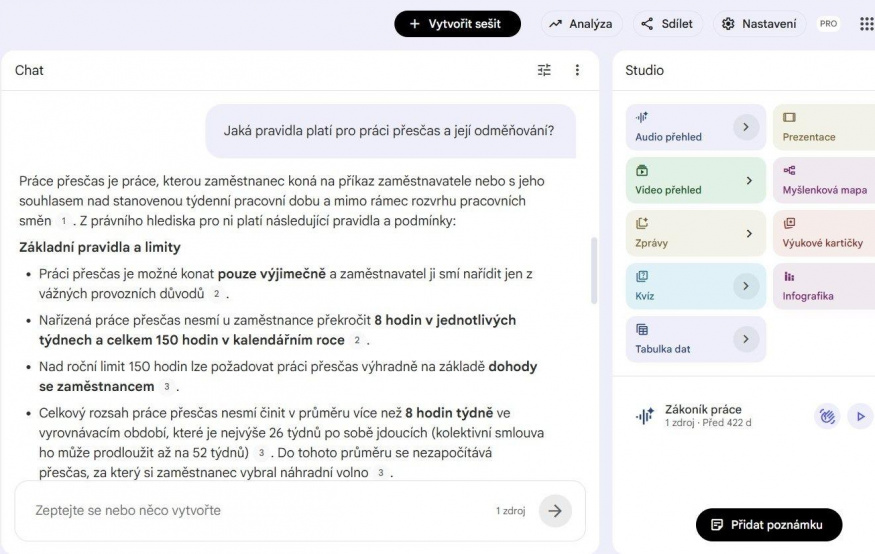 NotebookLM se studijními nástroji