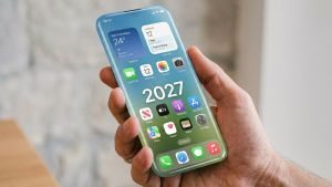 Koncept výročního iPhonu pro rok 2027