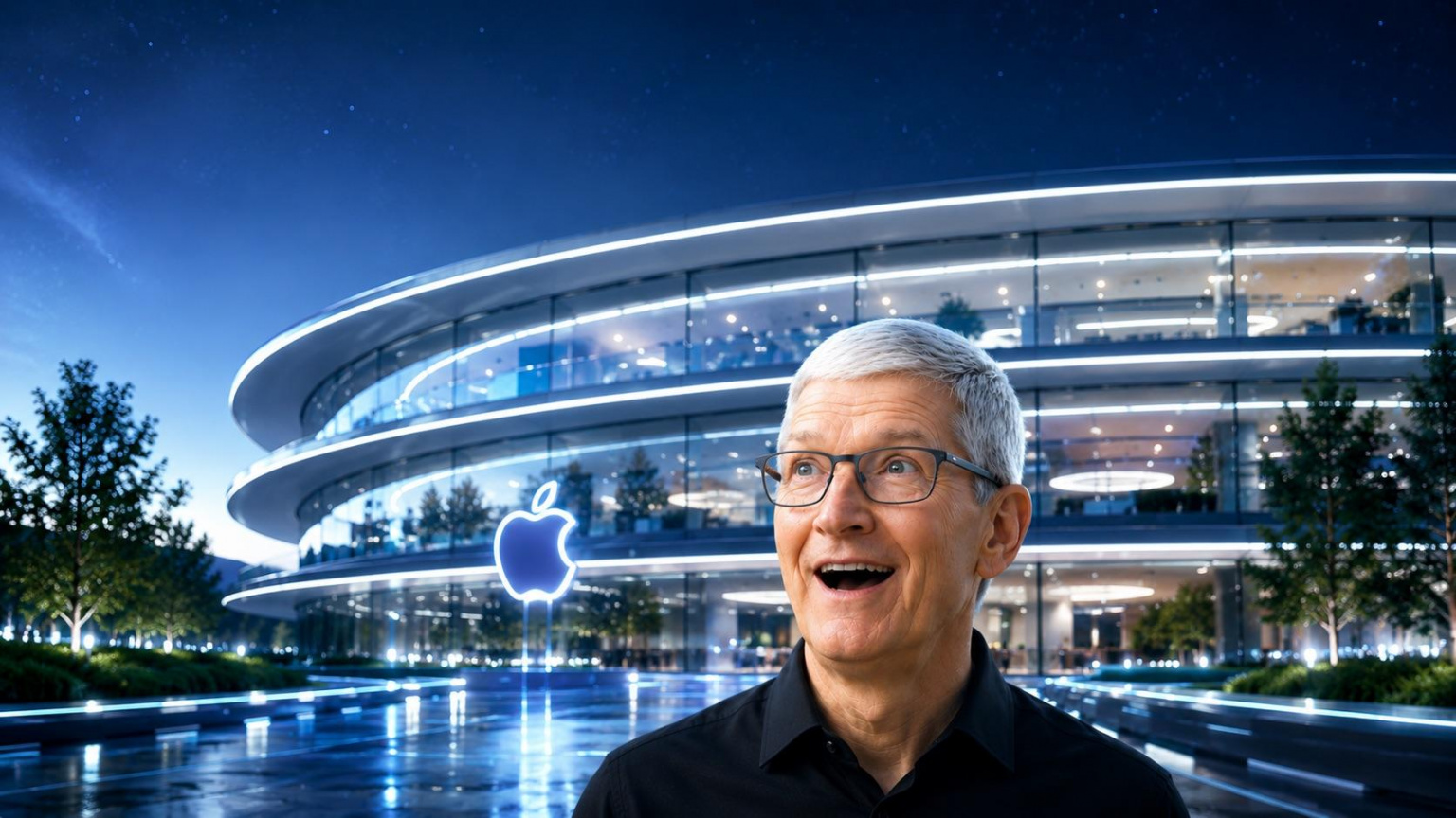Současný CEO Applu Tim Cook před budovou Apple Park (ilustrační obrázek)