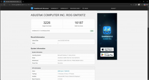 Výsledek benchmarku herního počítače Asus ROG G700
