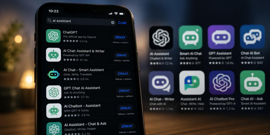Falešné AI aplikace v App Storu Vyhledávání AI aplikací v App Storu s napodobeninami známých chatbotů