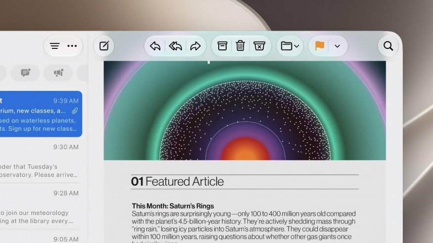 Přehlednější Liquid Glass v macOS 27 Přehlednější Liquid Glass v macOS 27