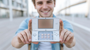 Muž držící handheld Nintendo DS (ilustrační obrázek)