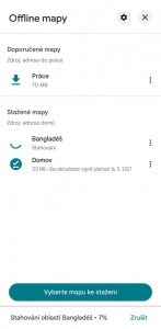 Stažené oblasti v Google Maps Stažené offline oblasti v aplikaci Google Maps
