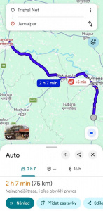 Automobilová trasa v Google Maps Automobilová trasa v aplikaci Google Maps