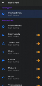 Navigační profily v OsmAnd Nastavení navigačních profilů v aplikaci OsmAnd