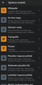 Správce modulů v OsmAnd Správce modulů v aplikaci OsmAnd