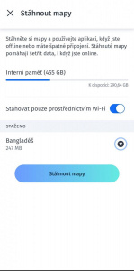 Stahování map v OsmAnd Obrazovka pro stahování offline map v aplikaci OsmAnd