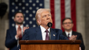 Donald Trump při projevu ve Sněmovně reprezentantů v roce 2025
