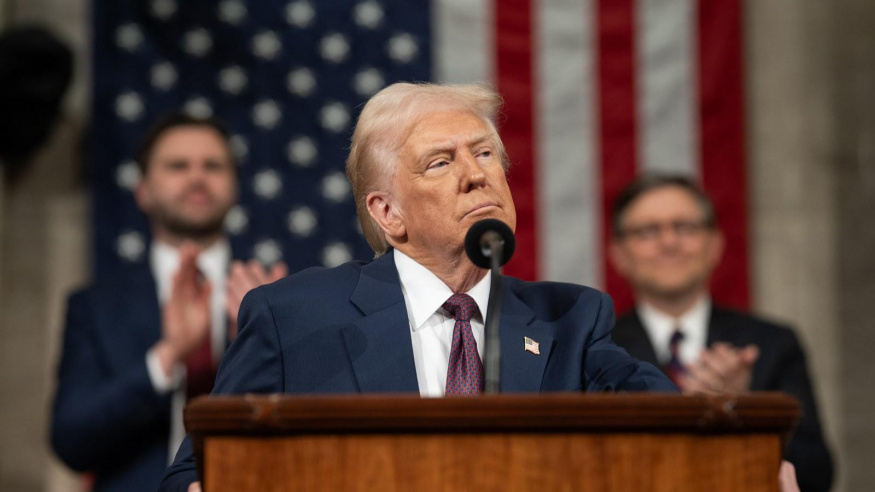 Donald Trump při projevu ve Sněmovně reprezentantů v roce 2025